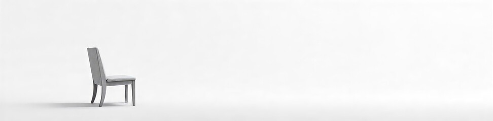 Obraz premium A single, empty chair sits against a stark white background, symbolizing isolation and solitude The minimalist composition evokes feelings of emptiness and loneliness , unloved, space