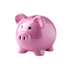 Fototapeta premium Pink piggy bank isolated on transparent background, a symbol of saving money and financial responsibility for the future