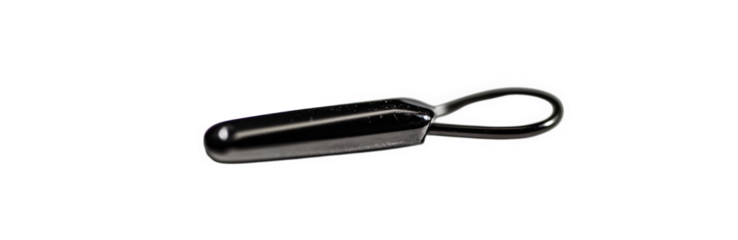 A sleek black zipper pull isolated on transparent background, perfect for garment repair, bag accessories, and diy projects, ensuring a secure and stylish closure for any item