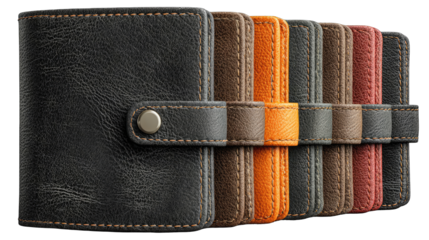 Leather wallets in various colors