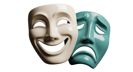 Isolated Comedy Tragedy Masks Symbolizing Theatre and Entertainment, Performing Arts Masks © Sean
