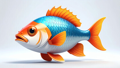 Cartoonish fish 3D icon cute playful aquatic animal illustration isolated on clean white background perfect for apps logos graphics decor