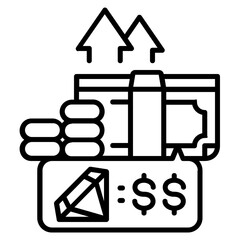 Jewelry Price Up vector icon. Jewelry icon line style. perfect use for logo, presentation, website, and more. modern icon design outline style