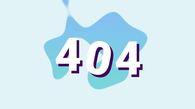 An abstract fluid shape with the 404 error message displayed, symbolizing a missing or unavailable page in a modern artistic style