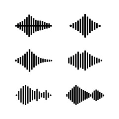 black and white sound wave designs. set of barcode labels