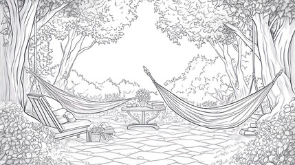 Outdoor relaxation scene drawing