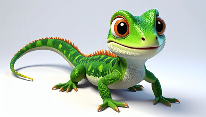Obraz premium Cartoonish lizard 3D icon cute playful reptile animal illustration isolated on clean white background perfect for apps logos graphics decor