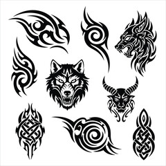 Obraz premium Tribal Tattoo Designs Fierce Animals and Abstract Motifs for Unique Body Art
