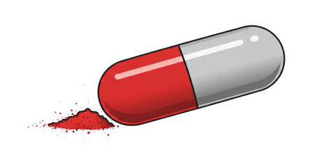 red pills on white background