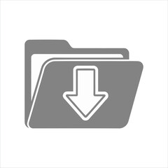 Digital download folder icon with a downward arrow indicating file transfer for data storage and retrieval