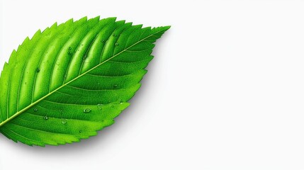 Close-up of a vibrant green leaf with water droplets
