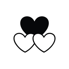 hearts symbol one black two outline. heart on white background