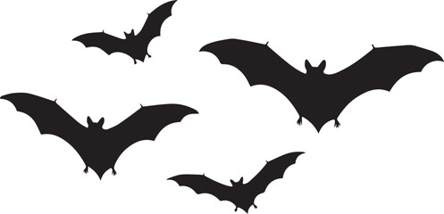 Halloween bats silhouette set flying bat icons spooky decoration vector illustration.eps