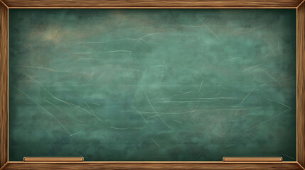 Green chalkboard with wooden border and smooth texture