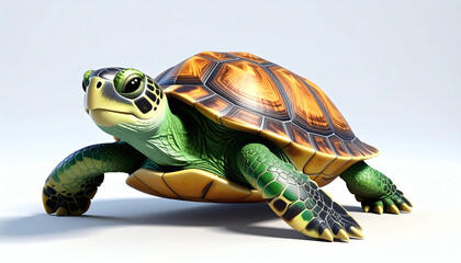 Obraz premium Cartoonish turtle 3D icon cute playful reptile animal illustration isolated on clean white background perfect for apps logos graphics decor