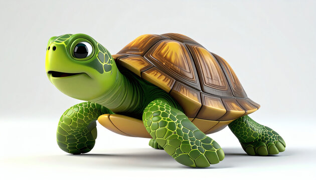 Cartoonish turtle 3D icon cute playful reptile animal illustration isolated on clean white background perfect for apps logos graphics decor