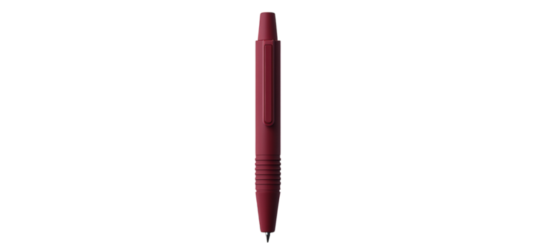Closeup of a red mechanical pencil isolated on transparent background, showcasing its design and functionality for precise drawing and writing in various applications