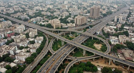 Fototapeta premium Aerial view of Hyderabad India showcasing modern infrastructure and development