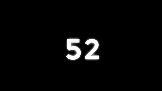 Animated number 52 in full HD resolution. Three different style with transparent background
