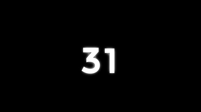 Animated number 31 in full HD resolution. Three different style with transparent background

