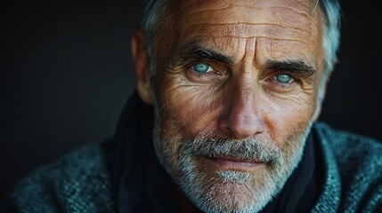 Obraz premium Handsome Senior Man Close-Up Portrait with Sophisticated Expression