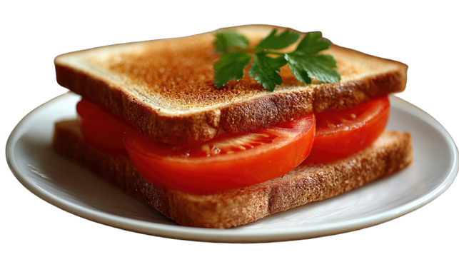 Toasted bread sandwich with tomato slices