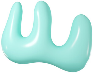 3D Playful turquoise shape, creative graphic abstract form isolated clipart. Render of geometric modern y2k illustration