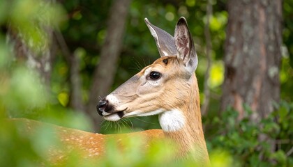 Deer in forest profile