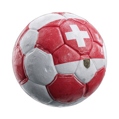 Soccer ball, Swiss flag, textured, weathered