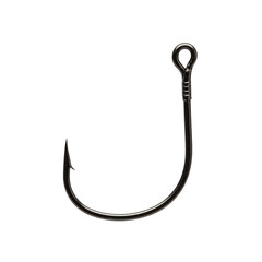 Fishing hook in metal design for angling and outdoor activities on transparent background