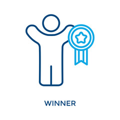 Winner Icon Outline Color Style. Vector Illustration For Graphic Design