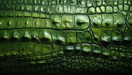 Close-up of deep green crocodile skin