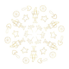 Christmas decorative ornament , Christmas mandala with angel and stars