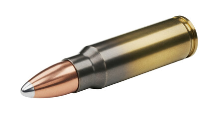 Isolated cartridge ammunition 5.56mm bullet, rifle ammunition used in modern warfare, defense