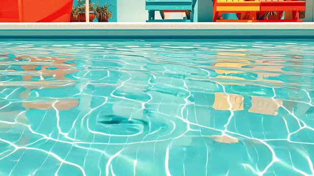 Resort pool equipment with vibrant style colors