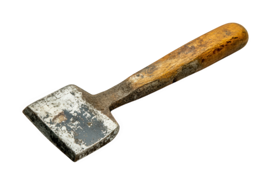 Antique hammer isolated on transparent background a closeup showcases an antique hammer with a wooden handle, highlighting its aged appearance and sturdy construction, evoking a sense of history