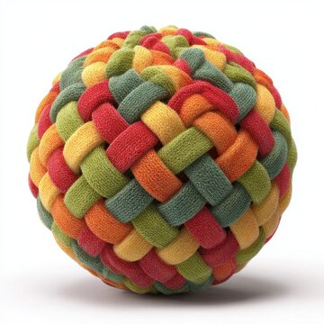 Colorful Woven Fabric Sphere Background Texture Design Element A 3D Rendered Image of a Knitted Ball