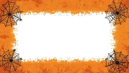 Halloween Spiderweb Border Orange Grunge Frame