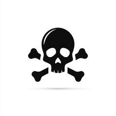 Simple Black Skull and Crossbones Icon Danger Warning Symbol Illustration