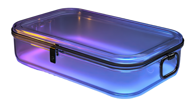 Transparent storage box, vibrant hues