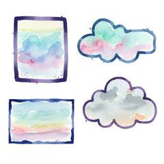 Watercolour set abstract clouds