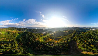 Naklejka premium Drone's Eye View Over Valleys