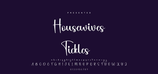 Hand drawn calligraphic vector font. Distress grunge texture. Modern script calligraphy type. ABC typography latin alphabet. © Mark