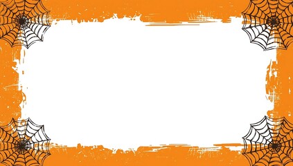 Halloween Spiderwebs Border Orange Background