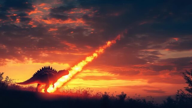 Dinosaur extinction moment: asteroid strike, planetary upheaval, boundary layer, fossil evidence, late Cretaceous, Earth crisis, cosmic force, biosphere change, ancient disaster, species end,