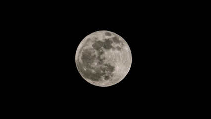 full moon with visible craters and spots in dark background