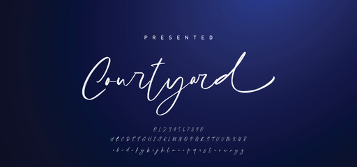 Hand drawn calligraphic vector font. Distress grunge texture. Modern script calligraphy type. ABC typography latin alphabet. © Mark