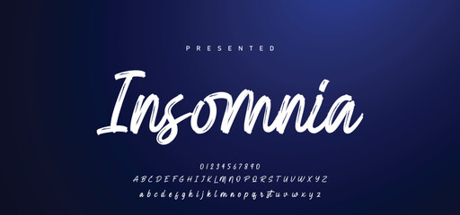 Hand drawn calligraphic vector font. Distress grunge texture. Modern script calligraphy type. ABC typography latin alphabet. © Mark