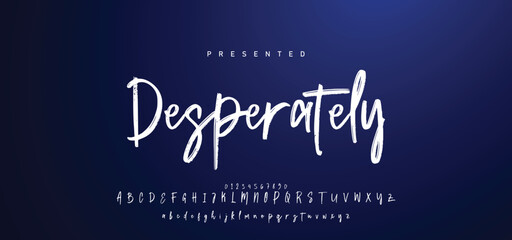 Hand drawn calligraphic vector font. Distress grunge texture. Modern script calligraphy type. ABC typography latin alphabet. © Mark