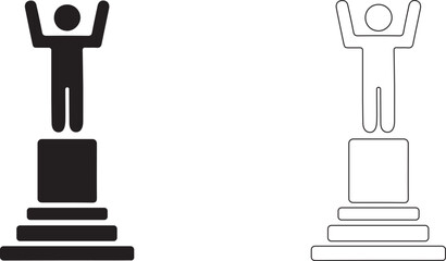 Man on the podium. Vector icon of a winner.